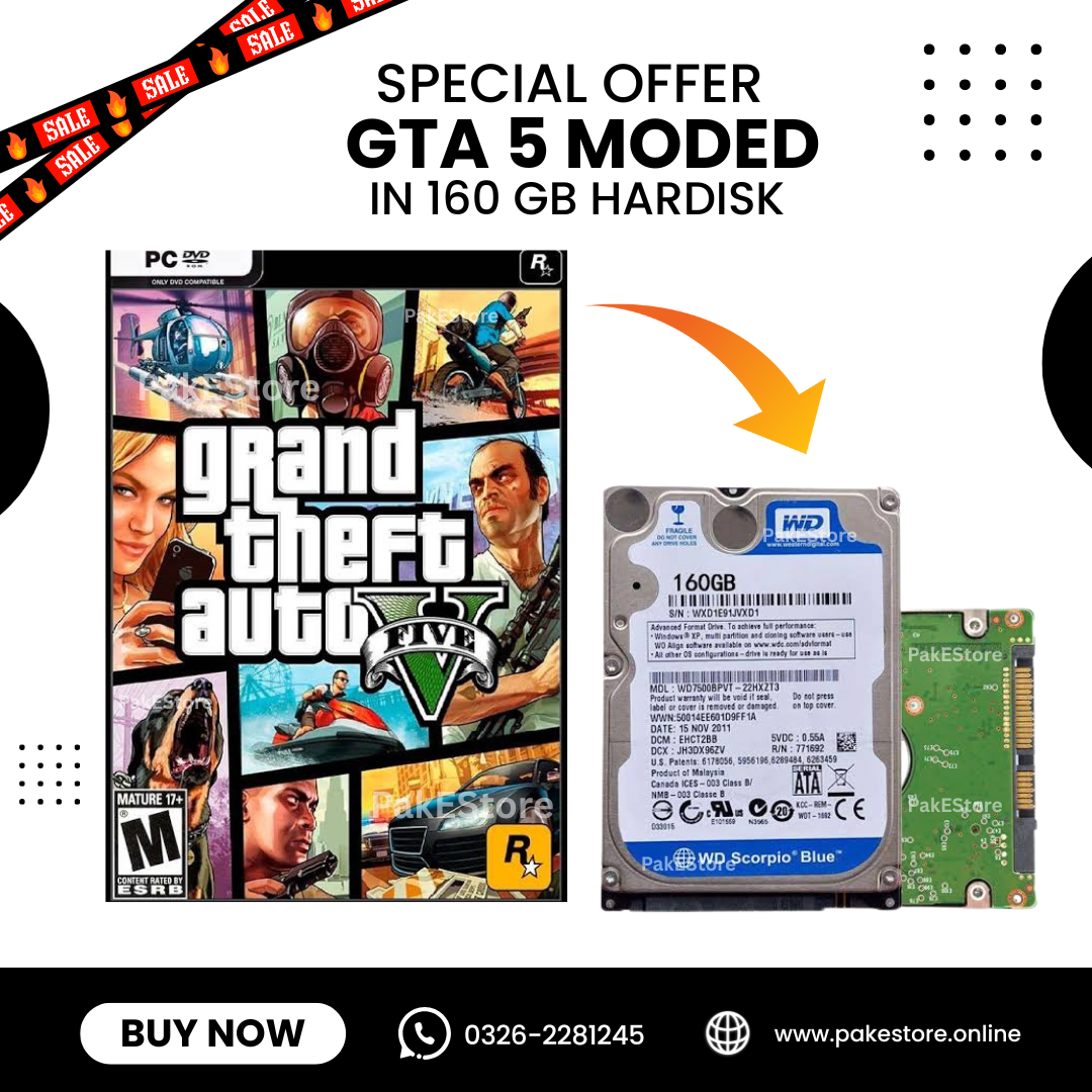 GTA 5 Fully Modded Latest Version 1.0.3751.0 for PC & Laptop | Digital Download + 160GB Plug & Play HDD