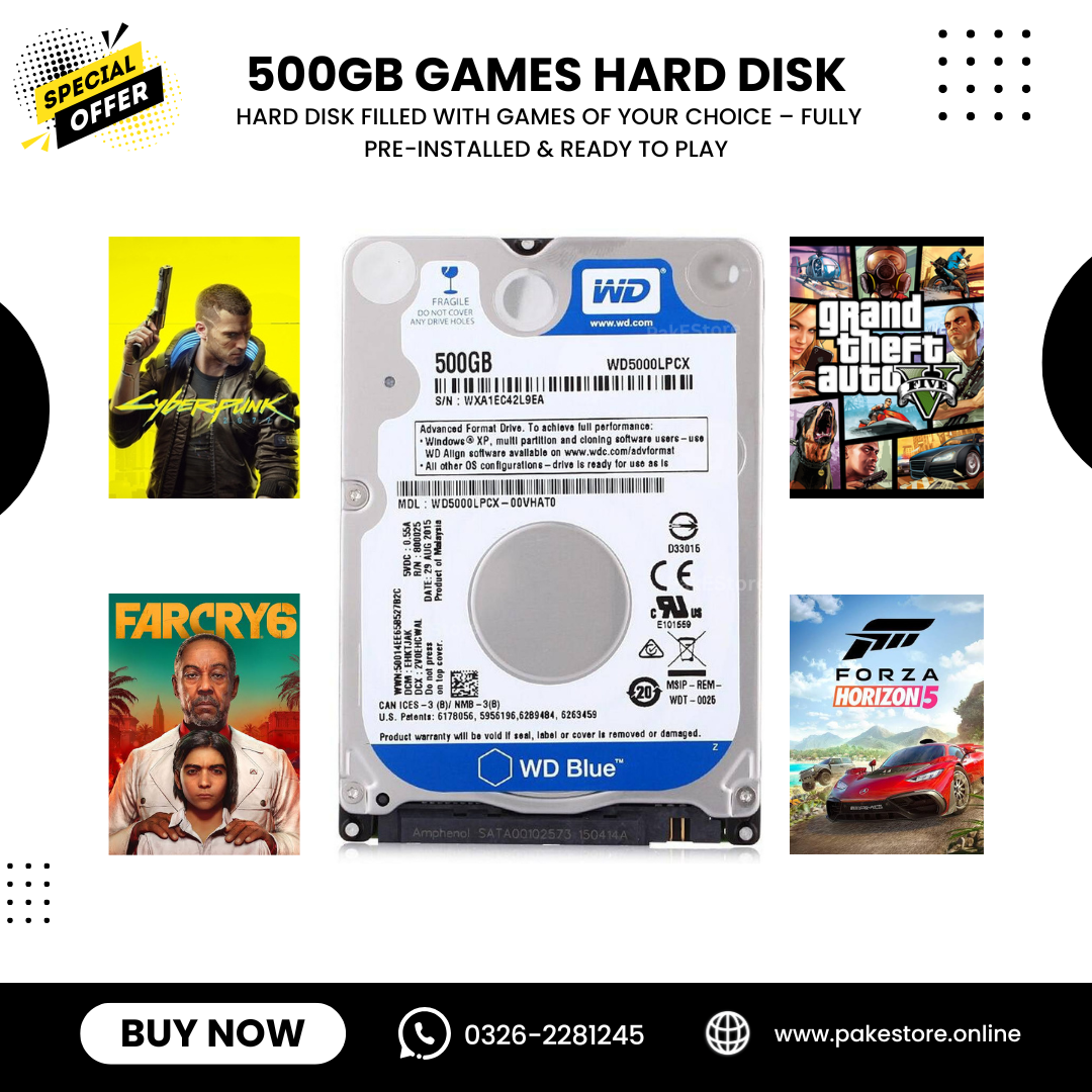 500GB Gaming Hard Drive for PC & Laptop – Plug & Play Ready