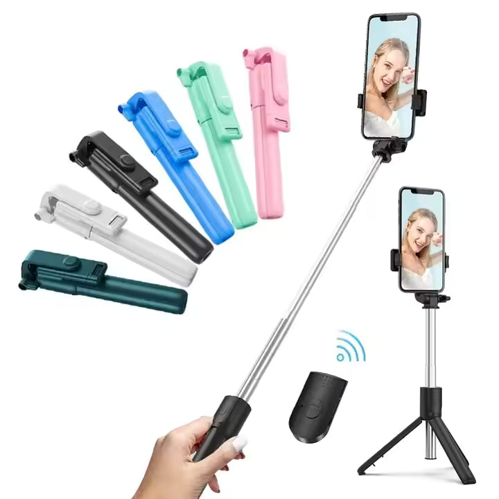 4 in 1 Wireless Selfie Stick Tripod with Bluetooth Shutter & LED Light  Foldable & Rechargeable