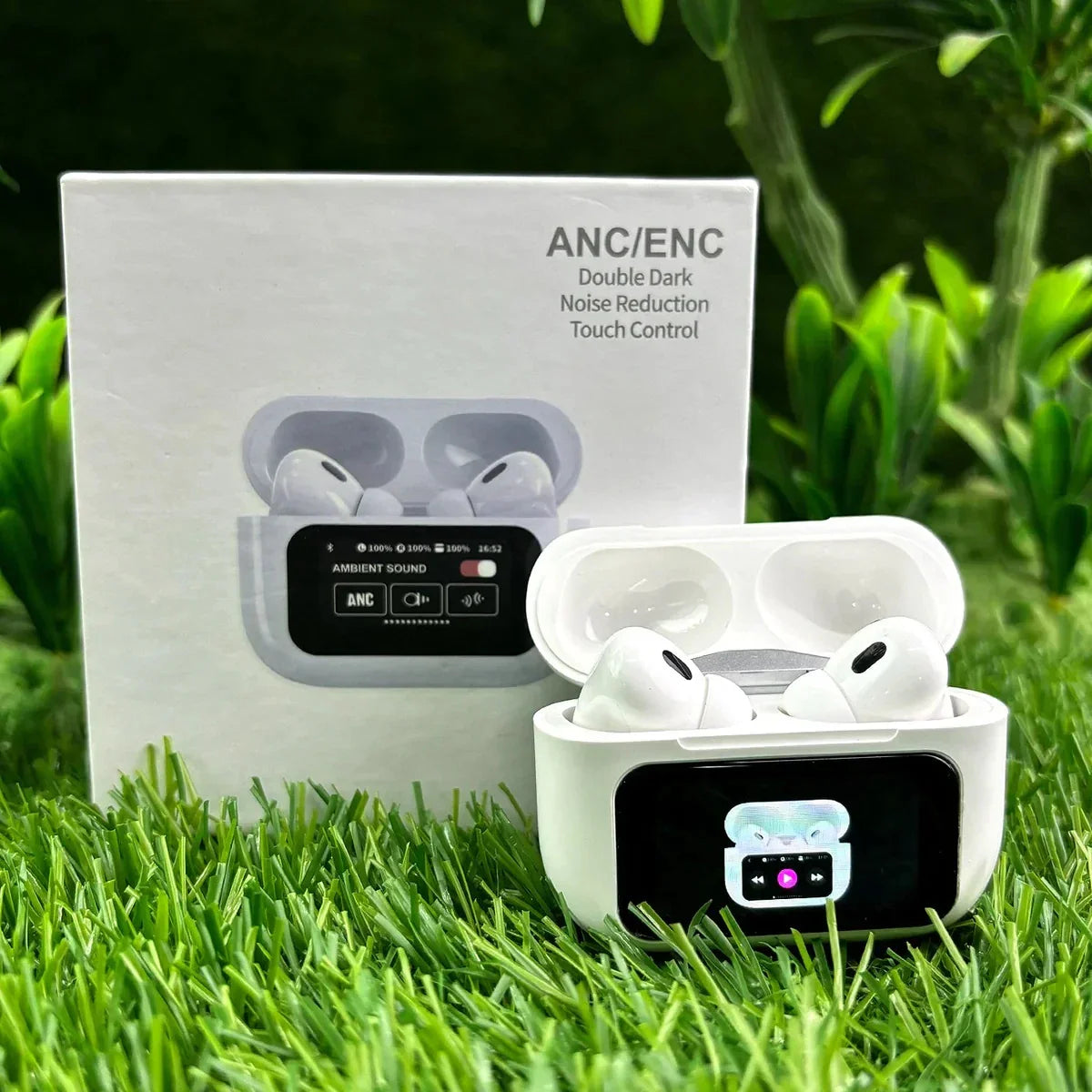 🔥 A9 Pro AirPods – Touch Screen Case, ANC/ENC Noise Cancellation & Long Battery Life