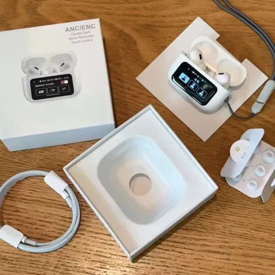🔥 A9 Pro AirPods – Touch Screen Case, ANC/ENC Noise Cancellation & Long Battery Life